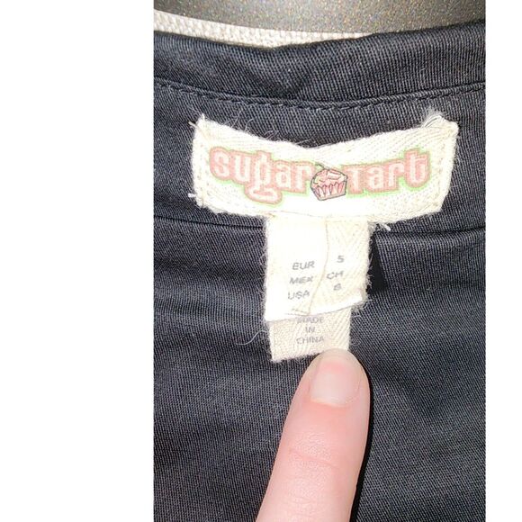 Sugar Tart Women's Black Pea Coat White Trim Size S - Picture 5 of 7